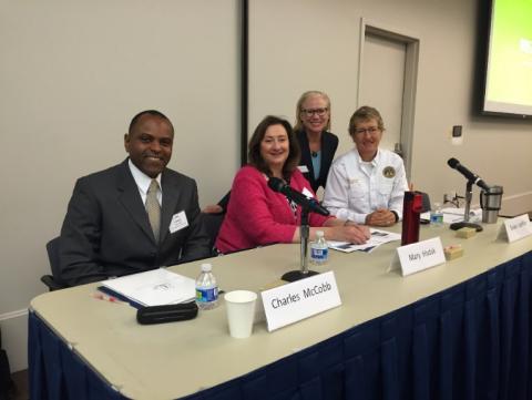 Pictured from left to right, Charles McCobb, Mary Hudak, Helena Mitchell (moderator), and Sue Loeffler.